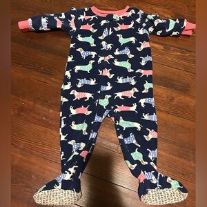 Carter's Navy and Pink 12 Month Dachshund Footie Pajamas